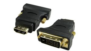 Adapter, PVC, DVI-D 24+1-stifts kontakt - HDMI-sockel